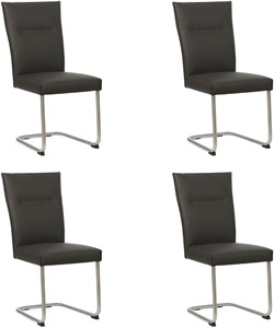 Set van 4 Donkerbruine leren Retro - poot rond rvs - Toledo Leer Caffe (donkerbruin leer)
