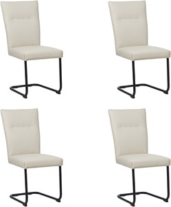 Crème leren Retro - poot rond zwart - Toledo leer Misty (crème leer)