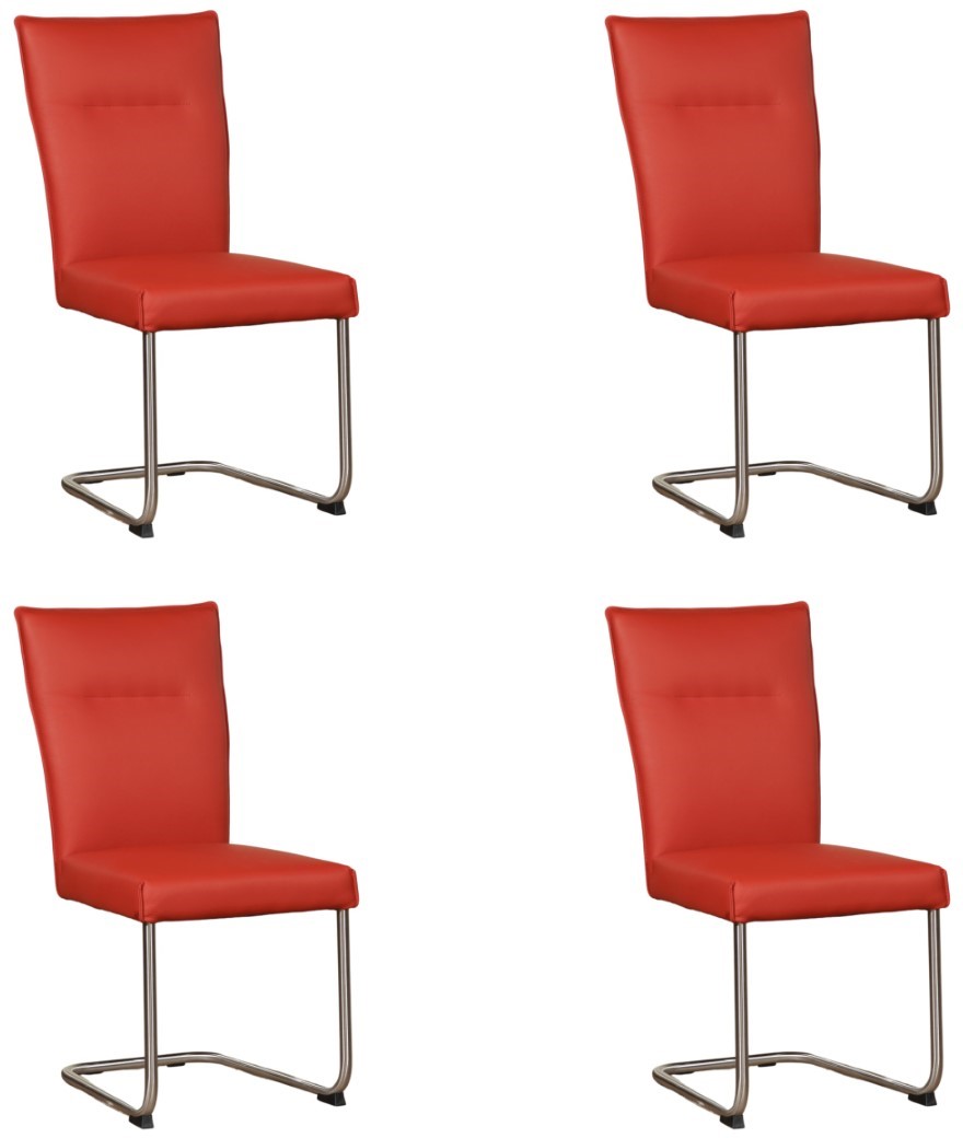 sturen traagheid Vervormen Leren eetkamerstoel Retro - set van 4 stoelen - Toledo Leer Siegelstein -  Kleur poot, RVS ShopX