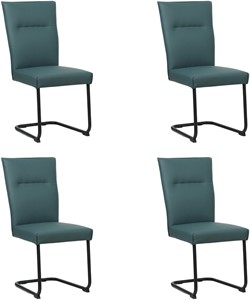 Set van 4 Blauwe leren Retro - poot rond zwart - Toledo Leer Whale (blauw leer)