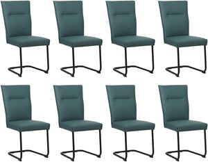 Set van 8 Blauwe leren Retro - poot rond zwart - Toledo Leer Whale (blauw leer)