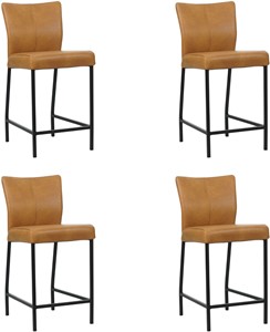 SHOPX HUISCOLLECTIE Set van 4 Leren barstoel Revolt laag - Echt leer, Modern, Comfortabel en kies uit meer dan 150+ kleuren - Ontdek de Vele Leersoorten en Kleuren bij ShopX