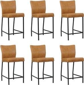 SHOPX HUISCOLLECTIE Set van 6 Leren barstoel Revolt laag - Echt leer, Modern, Comfortabel en kies uit meer dan 150+ kleuren - Ontdek de Vele Leersoorten en Kleuren bij ShopX