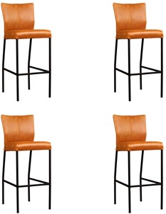 Leren barstoel revolt hoog, bruin leer, bruine barkruk