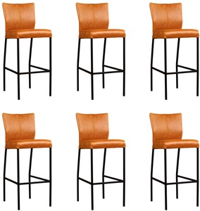 Leren barstoel revolt hoog, bruin leer, bruine barkruk