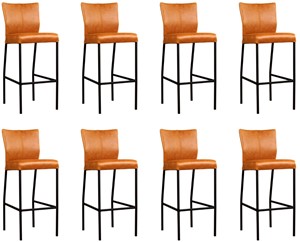 Leren barstoel revolt hoog, bruin leer, bruine barkruk