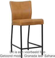 Leren barkruk Revolt laag - Toledo Leer Avorio - Zwart-1
