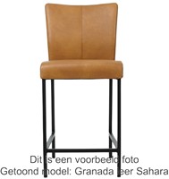 Leren barkruk Revolt laag - Vintage Stone (grijs) - Kleur poot, RVS-2