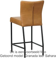 Leren barkruk Revolt laag - Toledo Leer Avorio - Zwart-3