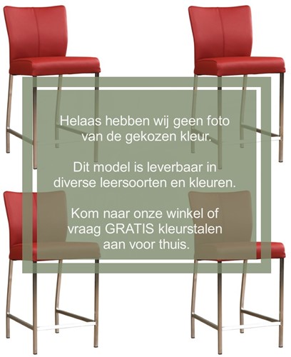 Leren barstoel Revolt laag - set van 4 stoelen - Granada leer Steel - Kleur poot, RVS