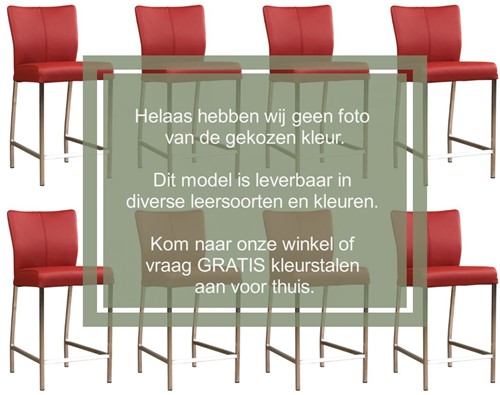 Leren barstoel Revolt laag - set van 8 stoelen - Granada leer Steel - Kleur poot, RVS