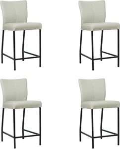 Set van 4 Lichtgrijze leren moderne barkrukken Revolt - poot vierkant zwart - Toledo Leer Perle (lichtgrijs leer)