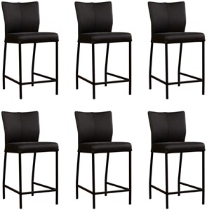 Leren barstoel revolt laag, zwart leer, zwarte barkruk
