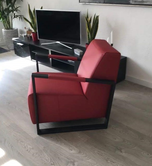 Verleiden Almachtig helder Leren fauteuil met stalen frame - rood leer ShopX