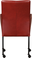 Leren eetkamerstoel Comfort - met wieltjes en armleuning - Toledo Leer Cherry - Poot - Rond - Zwart - Skate wiel zwart-3