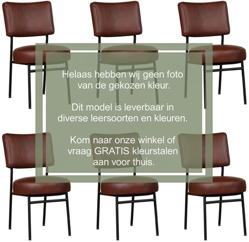 Leren eetkamerstoel Rondo - set van 6 stoelen - Hermes Leer Lime