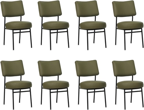 Leren eetkamerstoel Rondo - set van 8 stoelen - Toledo Leer Olive