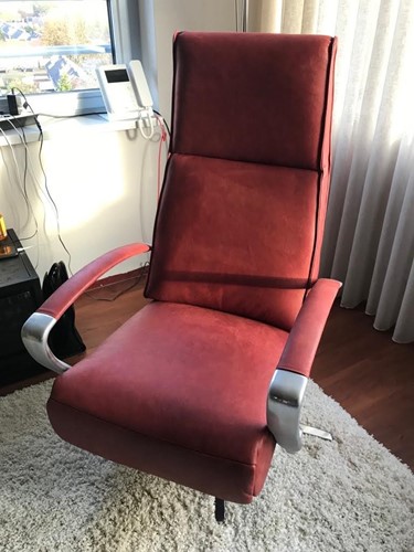 Leren relaxfauteuil met stalen frame - rood leer