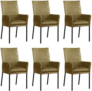 Leren eetkamerstoel royal met armleuning, groen leer, groene keukenstoelen