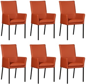 Leren eetkamerstoel royal met armleuning, bruin leer, bruine keukenstoelen