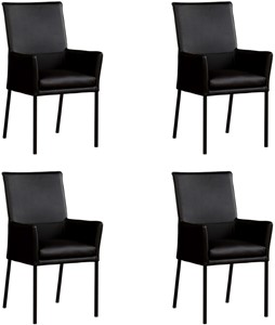 Leren eetkamerstoel royal met armleuning, zwart leer, zwarte keukenstoelen