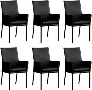 Leren eetkamerstoel royal met armleuning, zwart leer, zwarte keukenstoelen