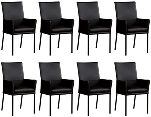Leren eetkamerstoel royal met armleuning, zwart leer, zwarte keukenstoelen