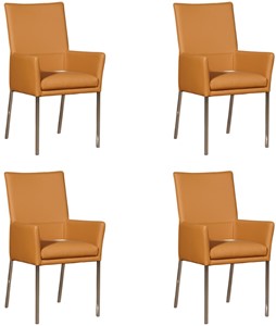 Leren eetkamerstoel royal met armleuning, bruin leer, bruine keukenstoelen