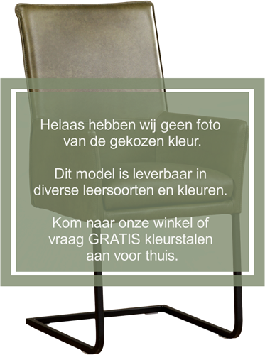 Leren eetkamerstoel Ruler - met armleuning en sledepoot vierkant - Hermes Leer Bruin - Poot - RVS