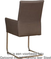 Leren eetkamerstoel Rumor - met armleuning en sledepoot rond - set van 8 stoelen - Kenia Lightgrey (lichtgrijs) - Kleur poot, RVS-3