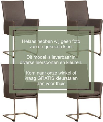Leren eetkamerstoel Rumor - met armleuning en sledepoot rond - set van 4 stoelen - Hermes Bordo (donkerrood) - Kleur poot, RVS