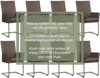 Leren eetkamerstoel Rumor - met armleuning en sledepoot rond - set van 8 stoelen - Toledo Camel (bruin) - Kleur poot, zwart