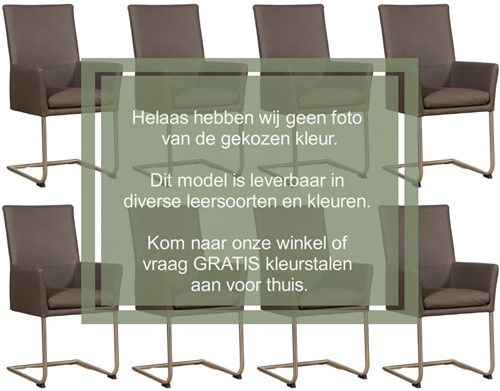 Leren eetkamerstoel Rumor - met armleuning en sledepoot rond - set van 8 stoelen - Toledo Smog (grijs) - Kleur poot, zwart
