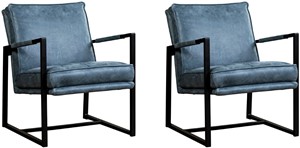 Leren fauteuil secret, blauw leer, blauwe stoel