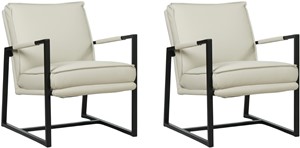 Set van 2 Crème leren industriële design fauteuils Secret - Toledo Leer Nebbia (crème leer)