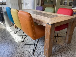 Set van 4 Set van 6 leren eetkamerstoelen met kruisframe - verschillende kleuren leer - Echt leer, Industrieel, ontdek de vele Leersoorten en Kleuren bij ShopX