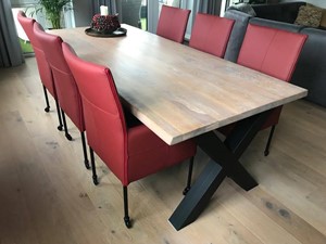 Leren eetkamerstoel spark, rood leer, rode keukenstoelen