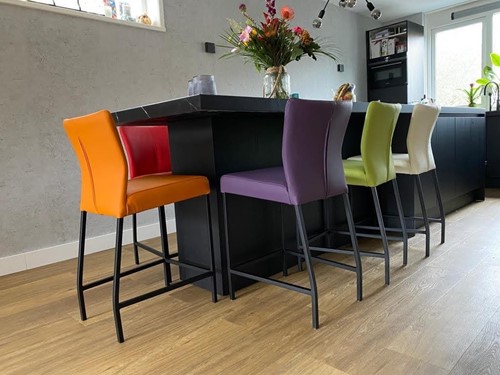 Set van 7 leren barstoelen - verschillende kleuren leer-2