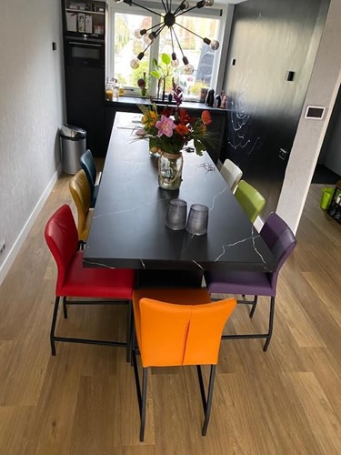 Set van 7 leren barstoelen - verschillende kleuren leer