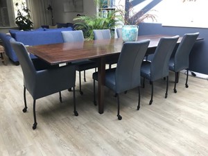 Leren eetkamerstoel comfort met wieltjes, 120+ kleuren leer, in keukenstoelen