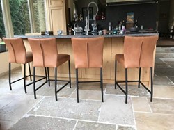 Set van 4 leren barstoelen - bruin leer