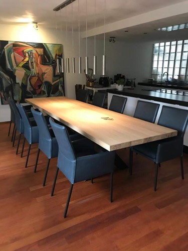 Set van 10 leren eetkamerstoelen - blauw leer