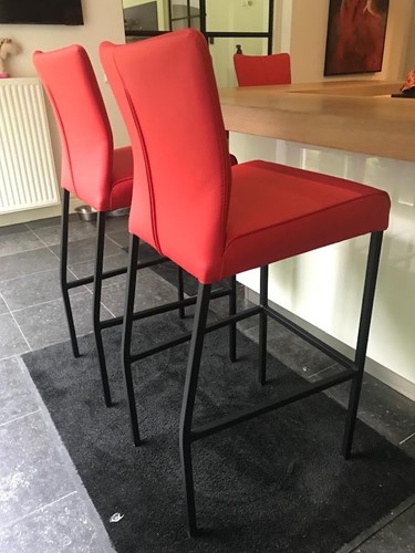 Set van 2 leren barstoelen - rood leer