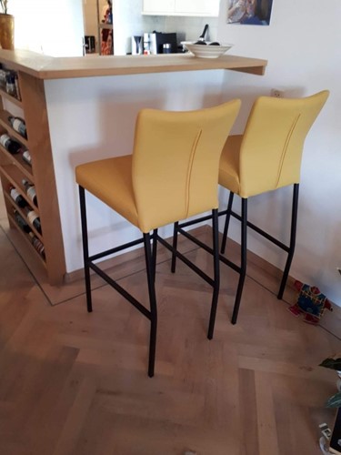 Set van 2 leren barstoelen - geel leer