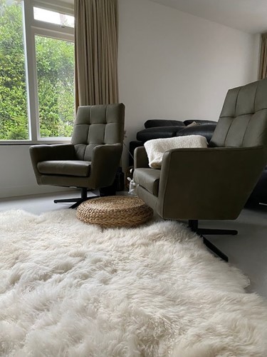 Set van 2 leren fauteuils volledig gestoffeerd - met hoge rug - groen leer