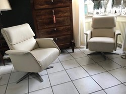 Set van 2 leren relaxfauteuils - wit leer