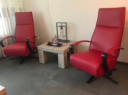 Set van 2 leren relaxfauteuils met stalen frame - rood leer
