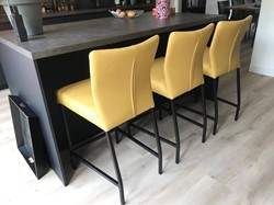 Set van 3 leren barstoelen - geel leer