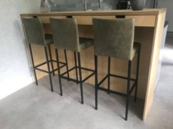 Set van 3 leren barstoelen - groen leer