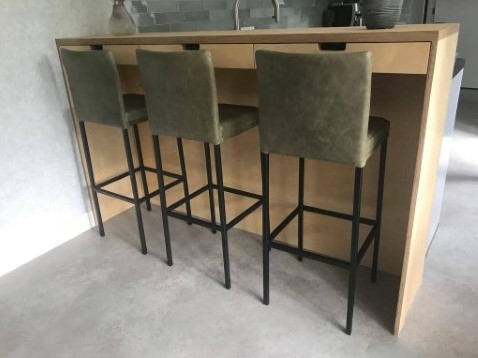 Set van 3 leren barstoelen - groen leer